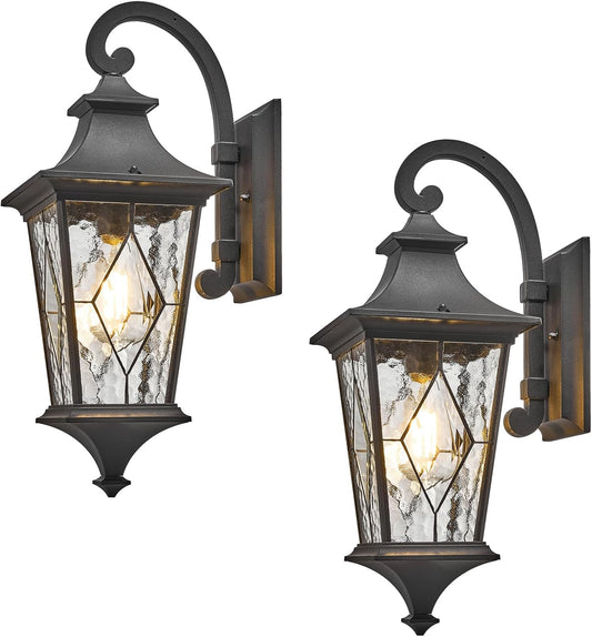 Porch Lights Outdoor Exterior Lighting Fixtures 21 Inch Large-Sized Black Outdoor Sconce for Front House Garage and Entryway Downwards Installation
