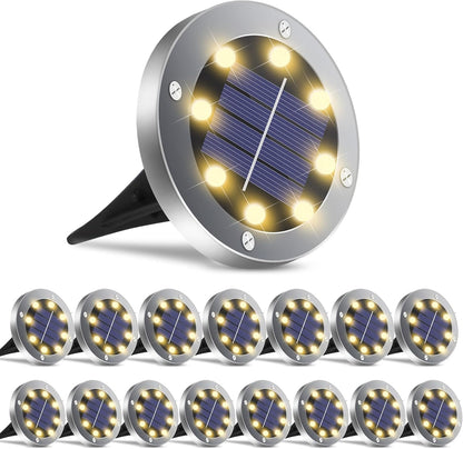 OULONGER Solar Lights Outdoor Waterproof, 12 Pack Solar Ground Lights with Large Capacity Battery, High Efficiency Solar Powered Lights for Outdoor Garden, Patio, Pathway and Yard (Warm Light)