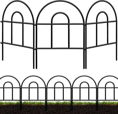 Decorative Garden Fence 21.67ft x 17in - 20 Pack Rustproof Metal No Dig Fence Animal Barrier, Arched Bed Edging Classic Style Wire Border Panel Fencing for Yard Patio Outdoor Decor, Green