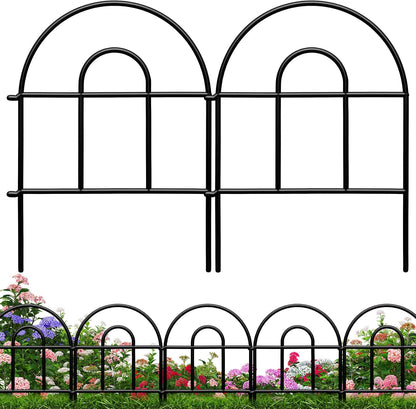Decorative Garden Fence 21.67ft x 17in - 20 Pack Rustproof Metal No Dig Fence Animal Barrier, Arched Bed Edging Classic Style Wire Border Panel Fencing for Yard Patio Outdoor Decor, Green