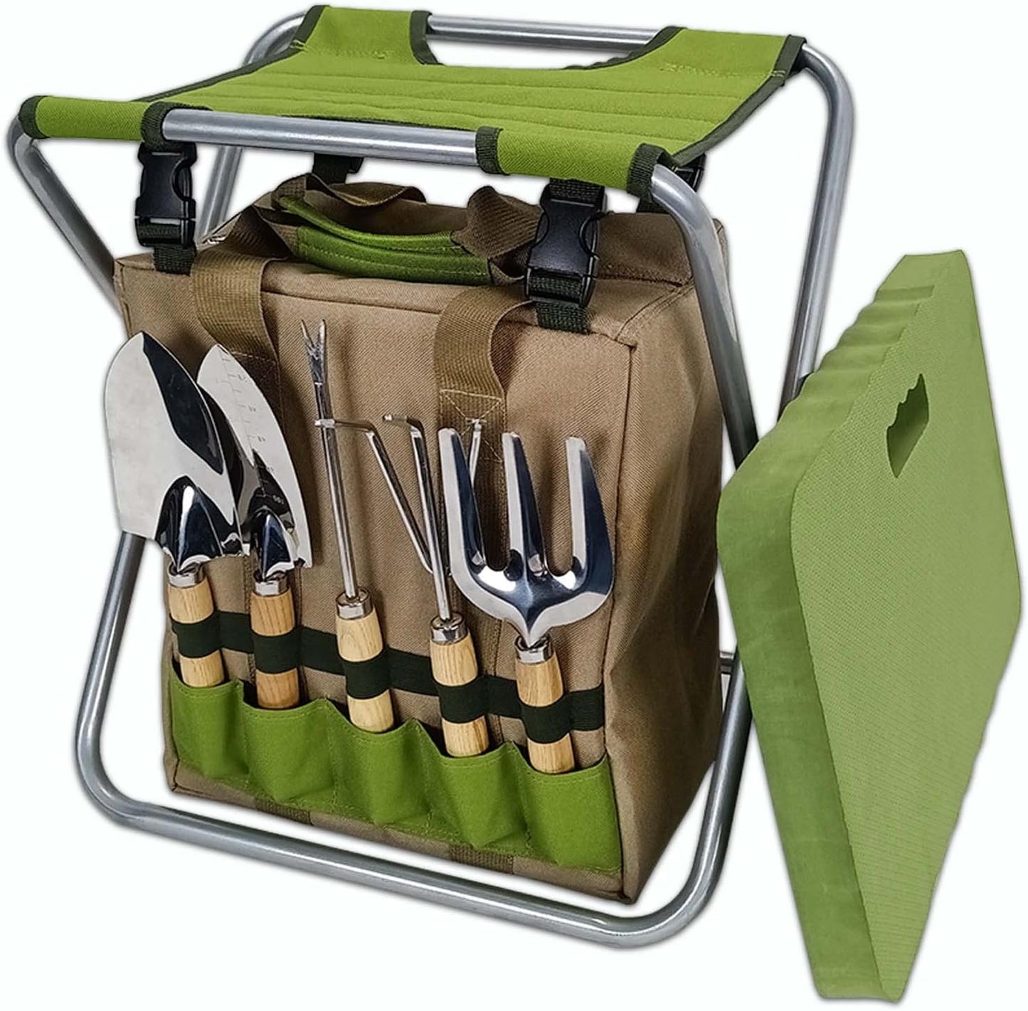 Garden Folding Gardener Stool with Gardening Tools Insulation Garden Bags Plus 5 Garden Tools and Gardening Kneeler Ideal Gift for Mother's Day/Father's Day