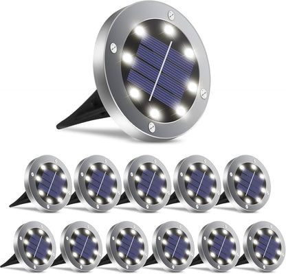 OULONGER Solar Lights Outdoor Waterproof, 12 Pack Solar Ground Lights with Large Capacity Battery, High Efficiency Solar Powered Lights for Outdoor Garden, Patio, Pathway and Yard (Warm Light)