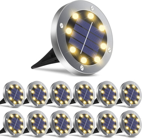 OULONGER Solar Lights Outdoor Waterproof, 12 Pack Solar Ground Lights with Large Capacity Battery, High Efficiency Solar Powered Lights for Outdoor Garden, Patio, Pathway and Yard (Warm Light)
