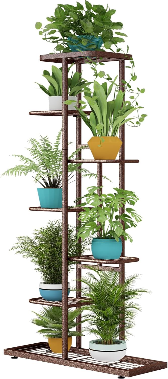 LINZINAR Plant Stand Indoor Outdoor Corner 4 Tier Metal Plant Shelf Patio Plant Rack for Garden Corner Balcony Living Room