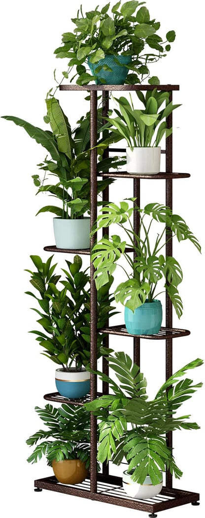LINZINAR Plant Stand Indoor Outdoor Corner 4 Tier Metal Plant Shelf Patio Plant Rack for Garden Corner Balcony Living Room