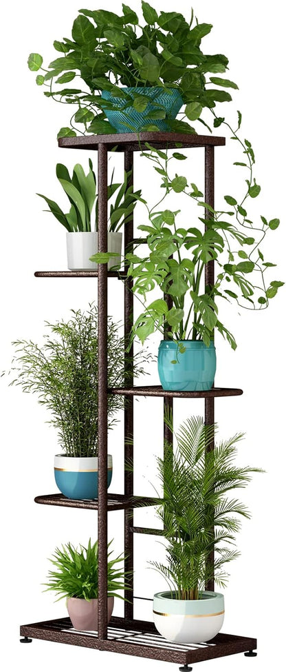 LINZINAR Plant Stand Indoor Outdoor Corner 4 Tier Metal Plant Shelf Patio Plant Rack for Garden Corner Balcony Living Room