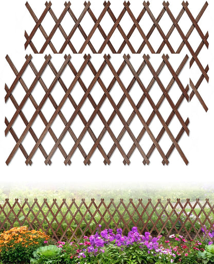 Avalution Extensible Natural Garden Wooden Fence Lattice Frame Plant Support Frame Natural Wooden Lattice Frame for Cucumber Climbing Plant Vines Ivy Rose 75"x11.8" Lattice Fence Panel(2Pack)