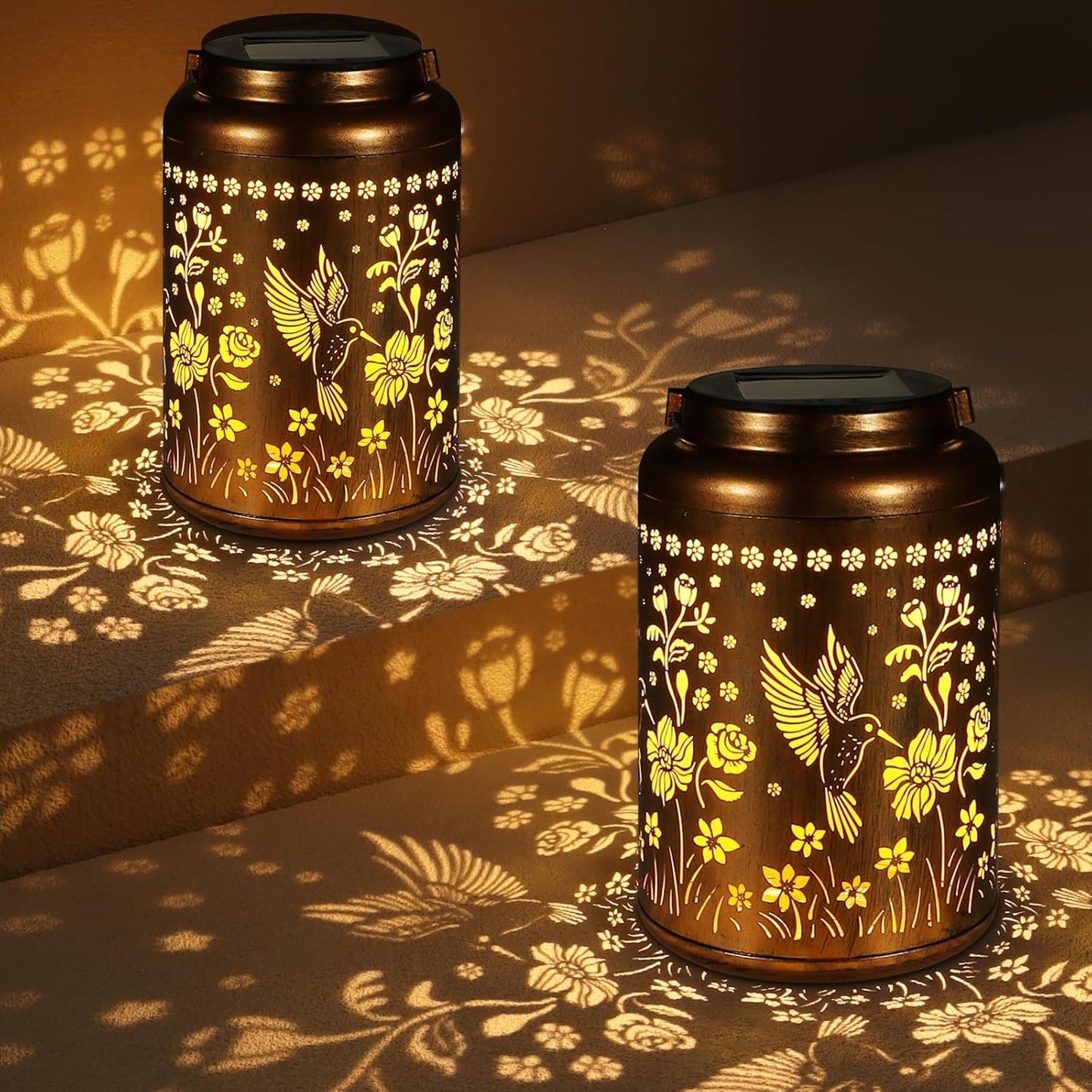 Solar Lanterns Outdoor Waterproof Hummingbird Garden Decor Gifts for Women Mom Grandma Hanging Solar Lights Metal Solar Decoration Outside for Yard, Patio, Backyard, Porch