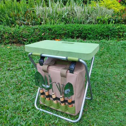 Garden Folding Gardener Stool with Gardening Tools Insulation Garden Bags Plus 5 Garden Tools and Gardening Kneeler Ideal Gift for Mother's Day/Father's Day